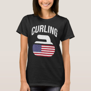T-shirt Curling American Flag Curling USA Team Curler