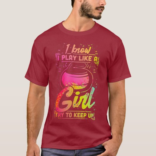 T-shirt Curling Femmes Cadeau Pierre Fer Équipe Jouer comm (Devant)
