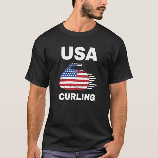 T-shirt Curling Pour Hommes Femmes Joueuses De Curling Usa (Devant)