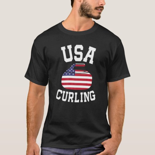 T-shirt Curling Pour Hommes Femmes Joueuses De Curling Usa (Devant)