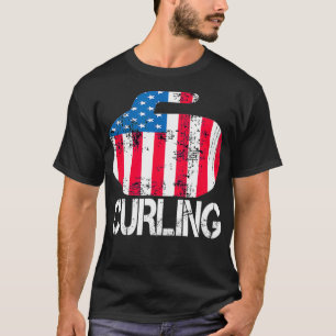 T-shirt Curling Stone US Drapeau Rock Curler pour Curling