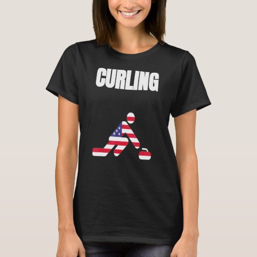 T-shirt Curling Usa 2021 Drapeau Shirr Tokyo 2021 Olym d'é (Devant)