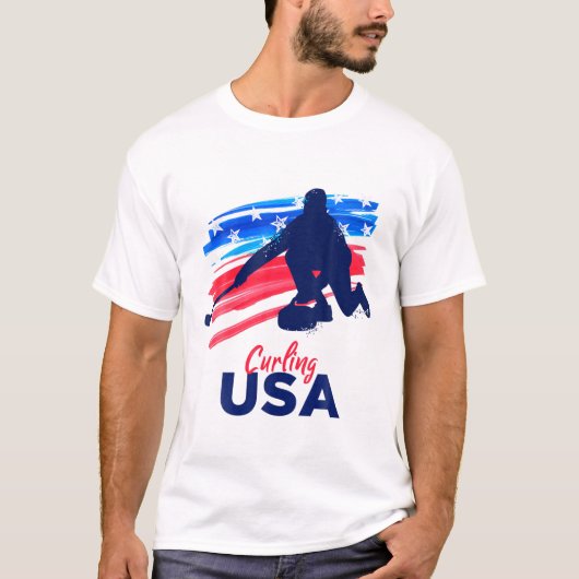 T-shirt Curling USA Support Team T USA Flag Curl Clean (Devant)