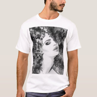 T-shirt Curly Grace : Mode Aquarelle Beauté