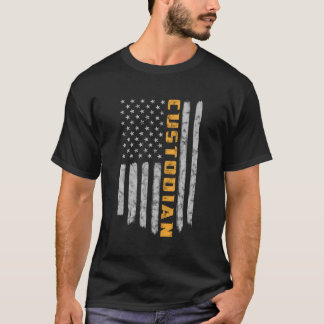 T-shirt Custodian American Flag Usa Janitor School