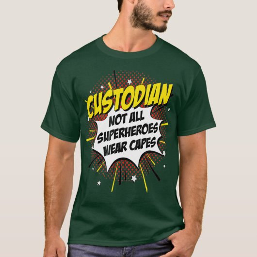 T-shirt Custodian Superhero Comic Superpower Cadeau (Devant)