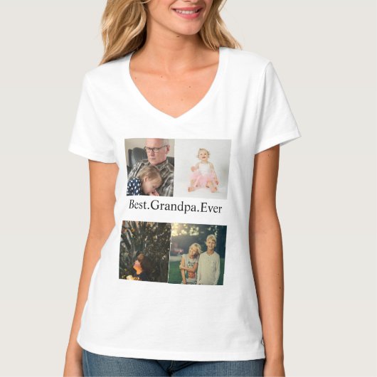 T-shirt Custom 4 Photo Collage Best Grandpa Ever (Devant)