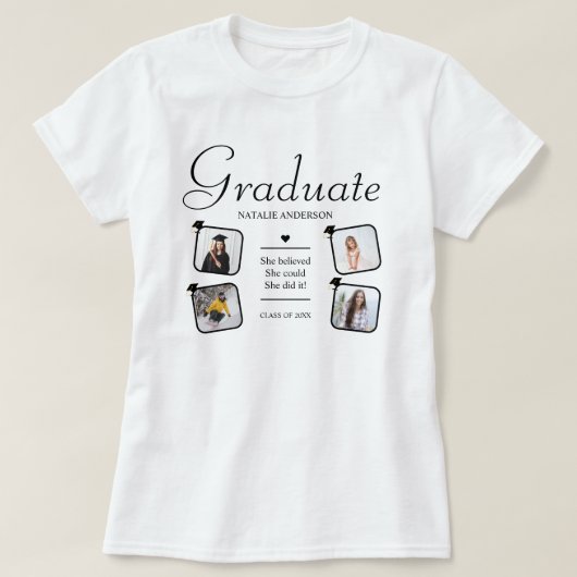 T-shirt Custom 4 Photo Collage Class of 2026 Graduation (Design devant)
