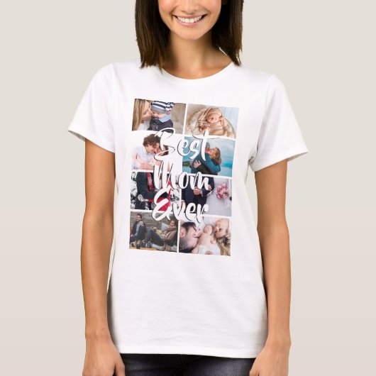 T-shirt Custom 8 photo collage meilleure maman jamais phot (Devant)