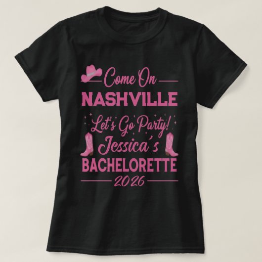 T-shirt Custom Barbiecore Cowboy Bachelorette Party  (Design devant)