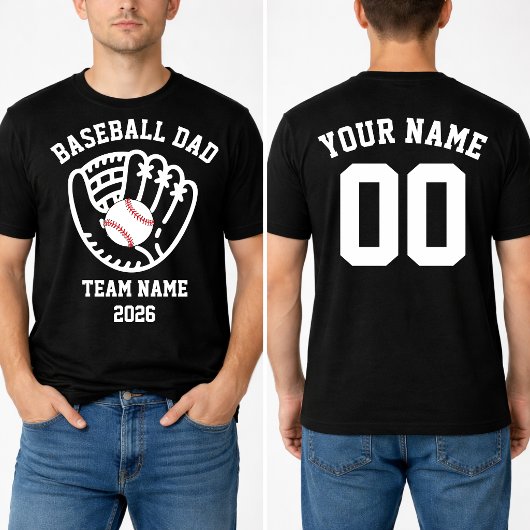 T-shirt Custom Baseball Dad Team Name Number 
