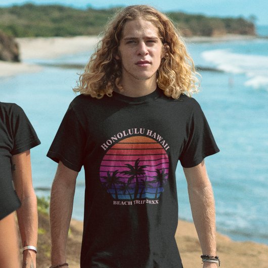 T-shirt Custom Beach Trip Tropical Palm Trees Black