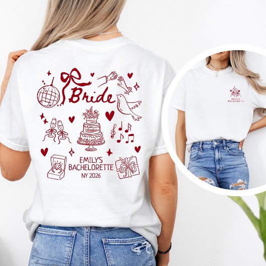 T-shirt Custom Bride Red Coquette Bachelorette Party