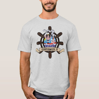 T-shirt Custom Cartoon Sailor Nautical Ship Wheel ver. 2