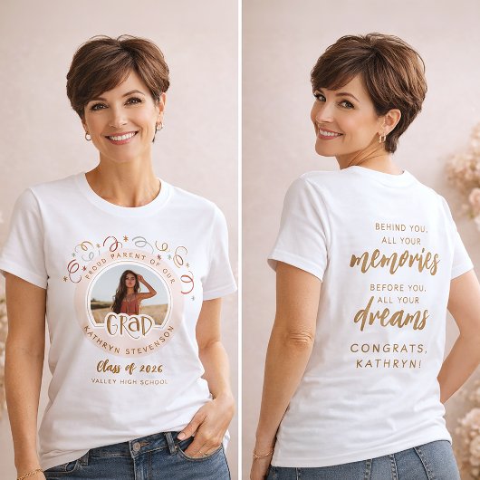 T-shirt Custom Confetti Photo Proud Parent Class of 2026