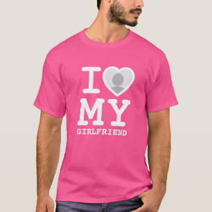 T-shirt Custom Cute Pink J'aime ma petite amie photo homme