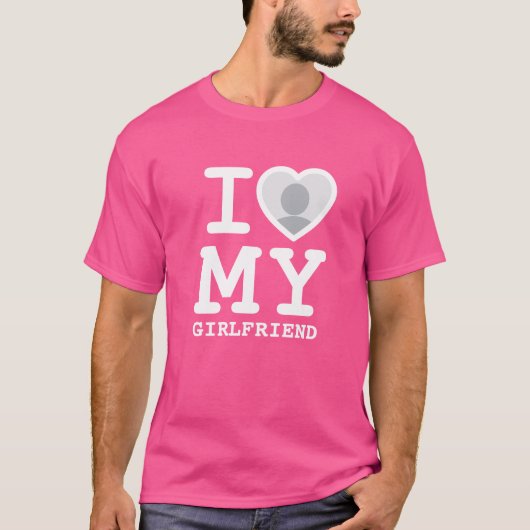 T-shirt Custom Cute Pink J'aime ma petite amie photo homme (Devant)
