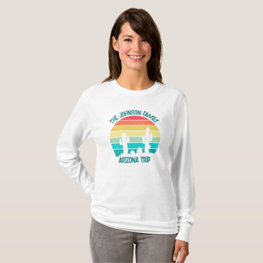 T-shirt Custom Desert Cactus Sunset Women's Long Sleeve (Devant entier)