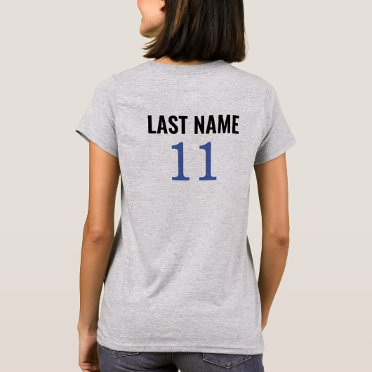T-shirt Custom Football Player Name and Number Gray  (Dos)