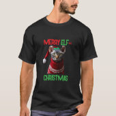 T-shirt Custom Funny Elf Sphynx Swear Chat Noël Homme (Devant)