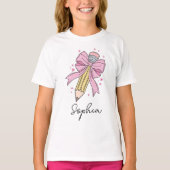 T-shirt Custom Girls Back to School Coquette Pencil Bow (Devant)