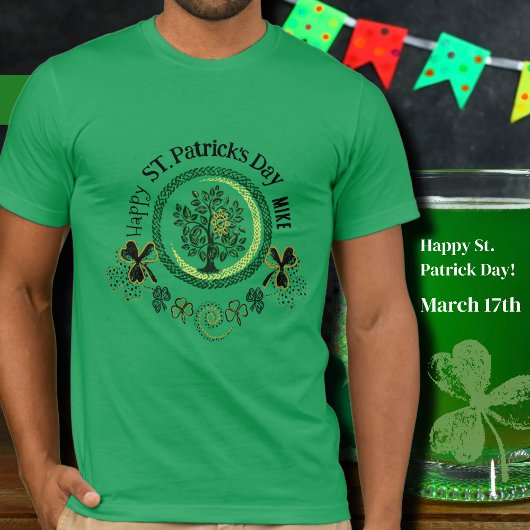 T-shirt Custom Green Sharmrock Arbre de vie