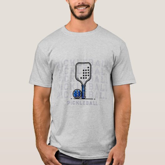 T-shirt Custom Grey Pickleball Ajouter un nom Graphic T-Sh (Devant)