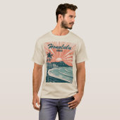 T-shirt Custom Hawaii Honolulu Waikiki Beach Retro Travel (Devant entier)