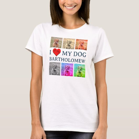 T-shirt Custom I LOVE MY DOG Pop Art Pet Lover (Devant)