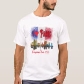 T-shirt Custom I Love Paris Skyline Français Drapeau Souve (Devant)