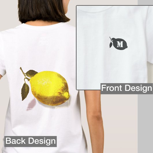 T-shirt Custom Initial Lemon Silhouette Front Back Print