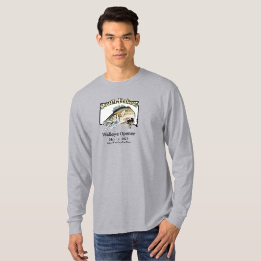 T-shirt Custom Lake and Date South Dakota Walleye Opener (Devant entier)