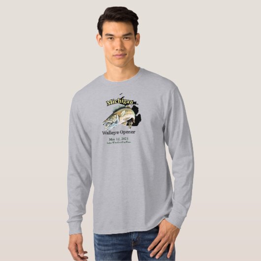 T-shirt Custom Lake et Date Michigan Walleye Opener (Devant entier)