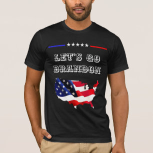 T-shirt Custom Let'S GO BRANDON Drôle Trump USA Drapeau