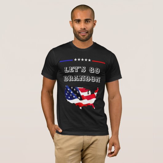 T-shirt Custom Let'S GO BRANDON Drôle Trump USA Drapeau (Devant entier)