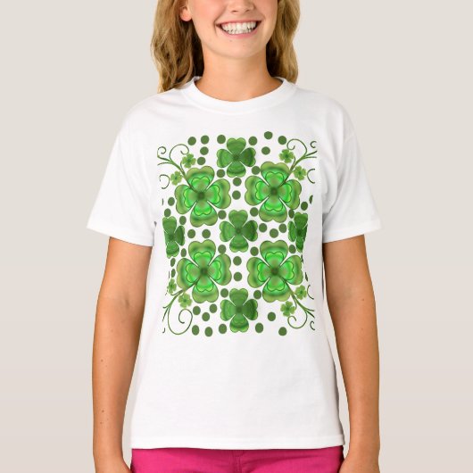 T-shirt Custom Metallic Green Clover & Swirl Pattern  (Devant)