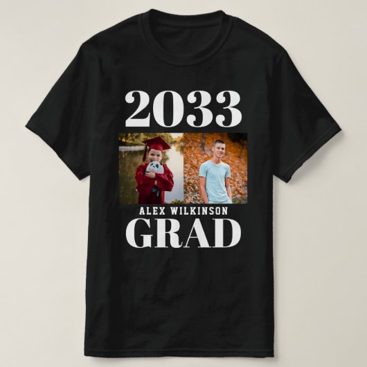 T-shirt CUSTOM Modern Big Bold Script 2 Photo Graduation (Design devant)