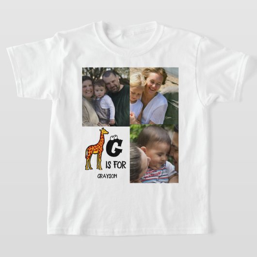 T-shirt Custom monogram G is for Giraffe cute giraffes (Poser)
