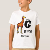T-shirt Custom monogram G is for Giraffe cute giraffes (Devant)