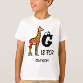 T-shirt Custom monogram G is for Giraffe cute giraffes (Devant)
