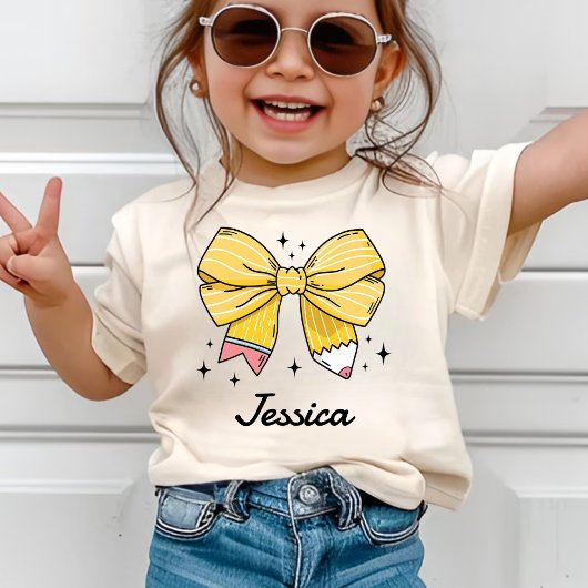 T-shirt Custom Name Girl Back to School Coquette Preschool