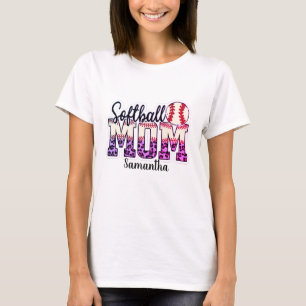 T-shirt Custom Name Softball Mom   Pink and Gold Polka Dot