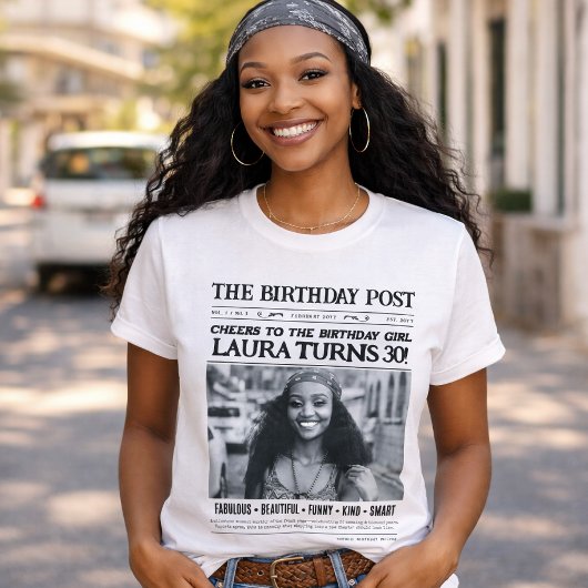 T-shirt Custom Newspaper Shirt, Fun Personalized Birthday