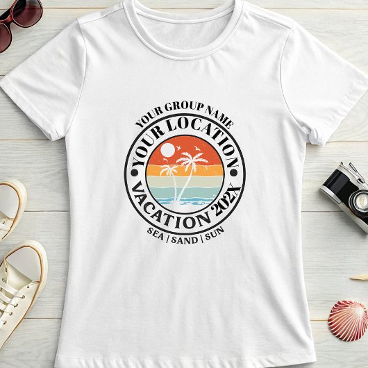 T-shirt Custom Palm Vacation Badge; Group or Family