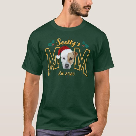 T-shirt Custom Pet Photo Face with Santa Hat Christmas (Devant)