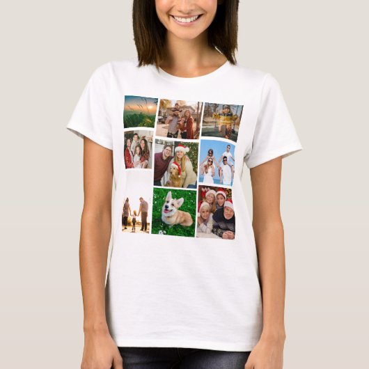 T-shirt Custom Photo Collage Shirt, Custom 9 Photos   (Devant)