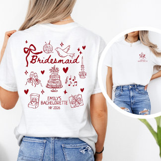 T-shirt Custom Red Coquette Bridesmaid Bachelorette Party 