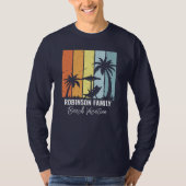 T-shirt Custom Retro Beach Trip Navy Blue Long Sleeve (Devant)