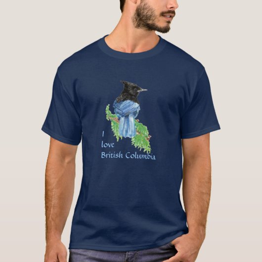 T-shirt Custom, Stellar Jay, Colombie-Britannique, Oiseau, (Devant)