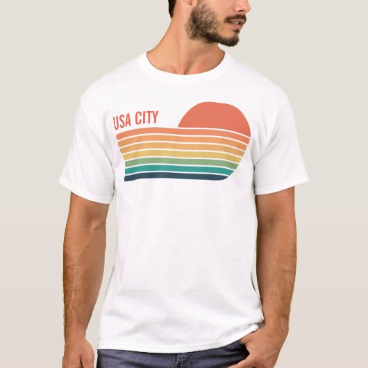 T-shirt Custom USA City State Geographic Retro Souvenir (Devant)